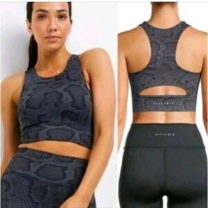 Allfenix Dark Snakeskin‎ Patterned Crop Sport Bra Top Small